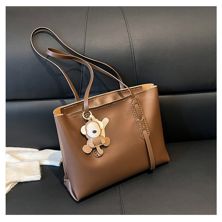 Women's Big Pocket Material Handmade Solid Color Crossbody Bags