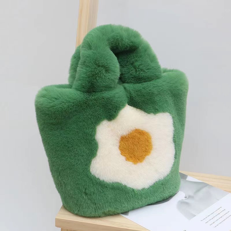 Women's Fashion Plush Portable Fur Large Capacity Shoulder Bags
