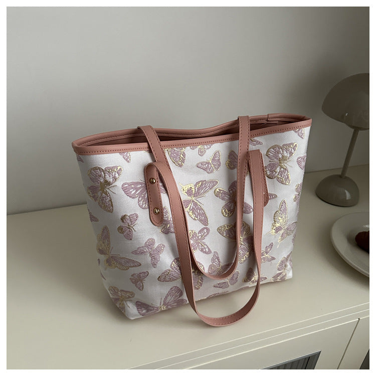 Women's Fashionable Embroidered Butterfly Western Style Large Shoulder Bags