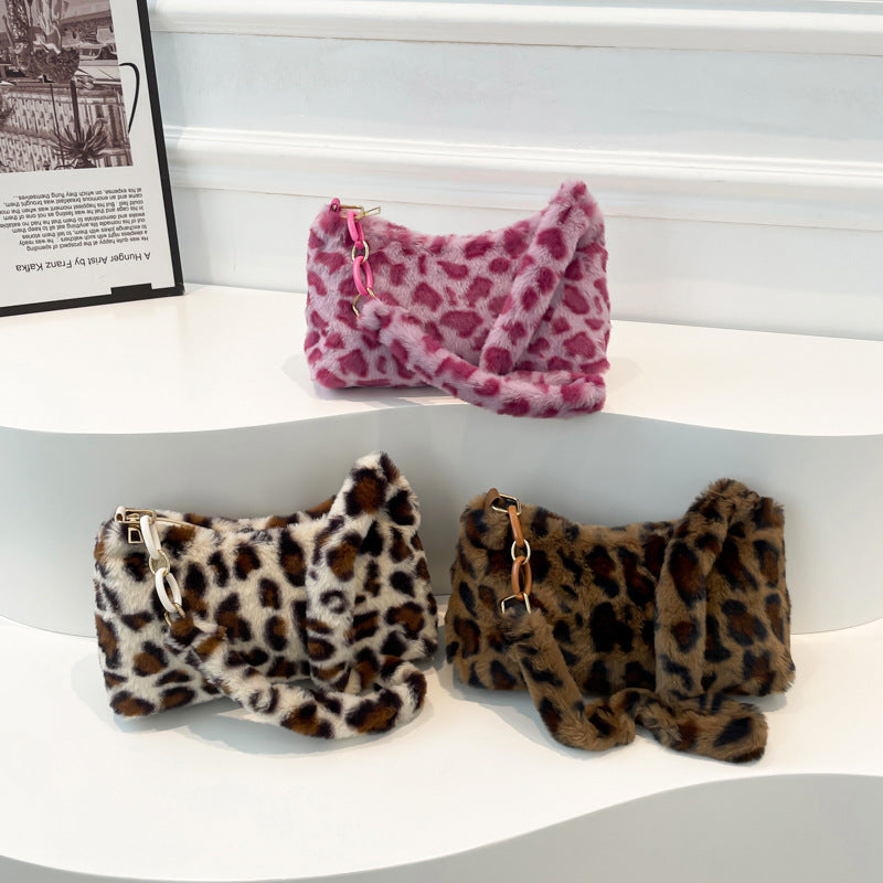 Polka Dot Plush Underarm Female Chain Armpit Bags