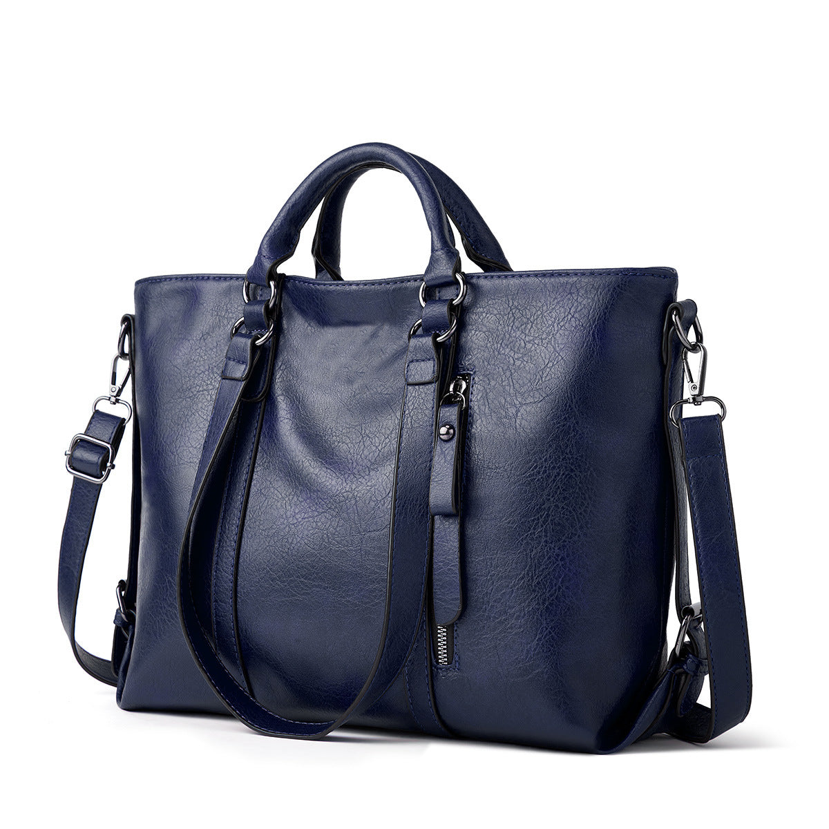 Women's Retro Oil Wax Skin Autumn Portable Tote Bags