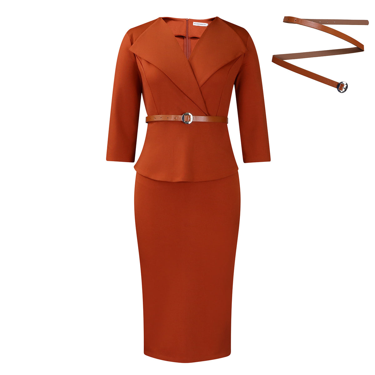 Fashion Large Lapel Waist Ol Elegant Sheath Dress