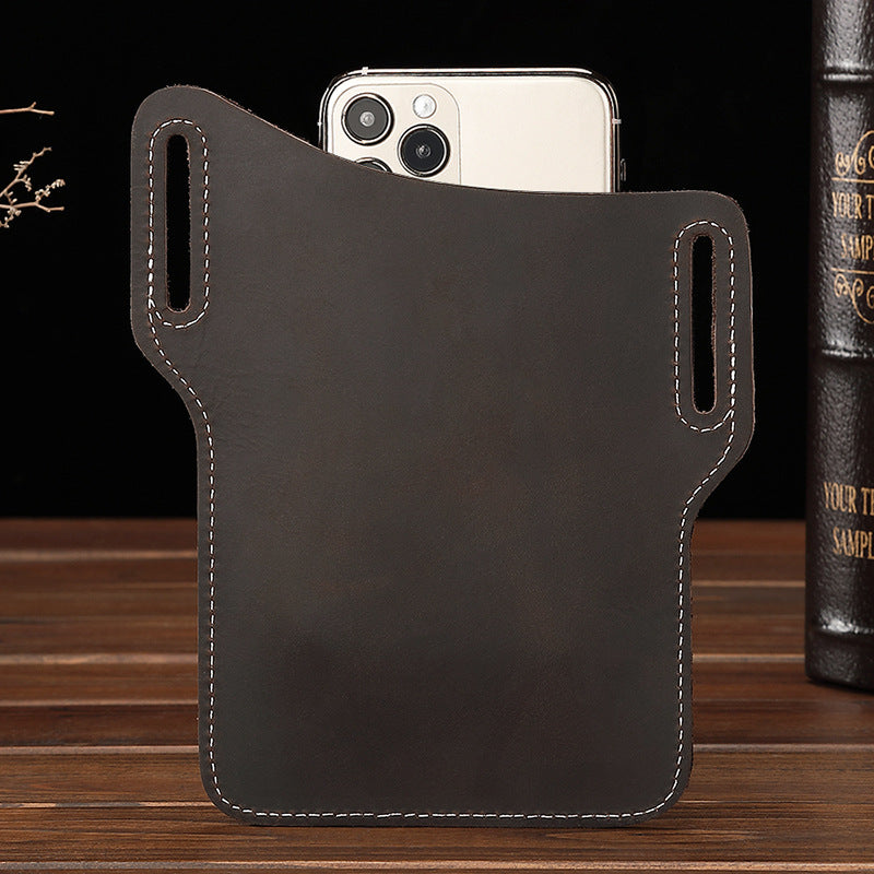 Men's Mobile Portable Cell Cowhide Wrist Hanging Phone Bags