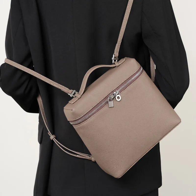 Capacity Lunch Box Retro Layer Leather Backpacks