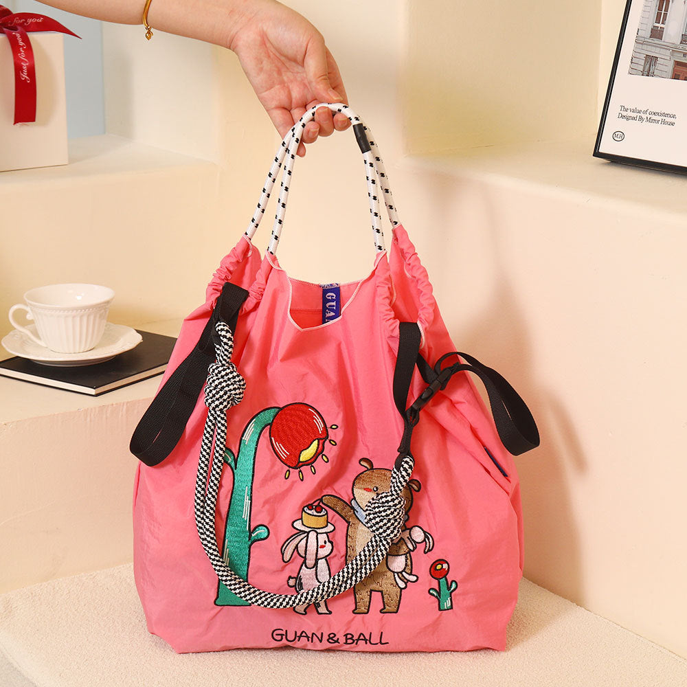 Women's Style Embroidery Black Constellation Hard Canvas Shoulder Bags