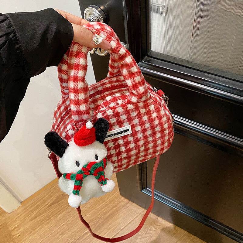 Women's Cute Plush Sweet Cool Christmas Portable Crossbody Bags