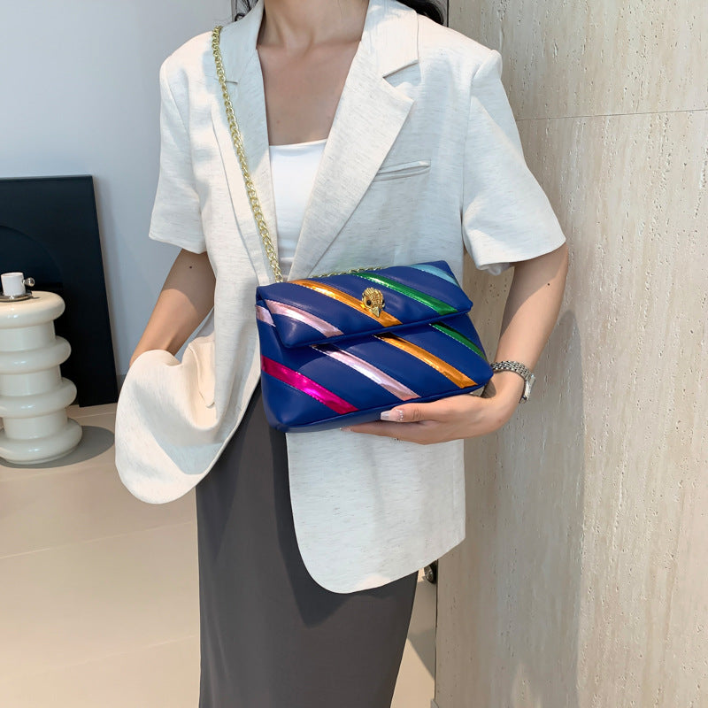 Women's Patchwork Stripes Chain Simple Fashion Eagle Crossbody Bags
