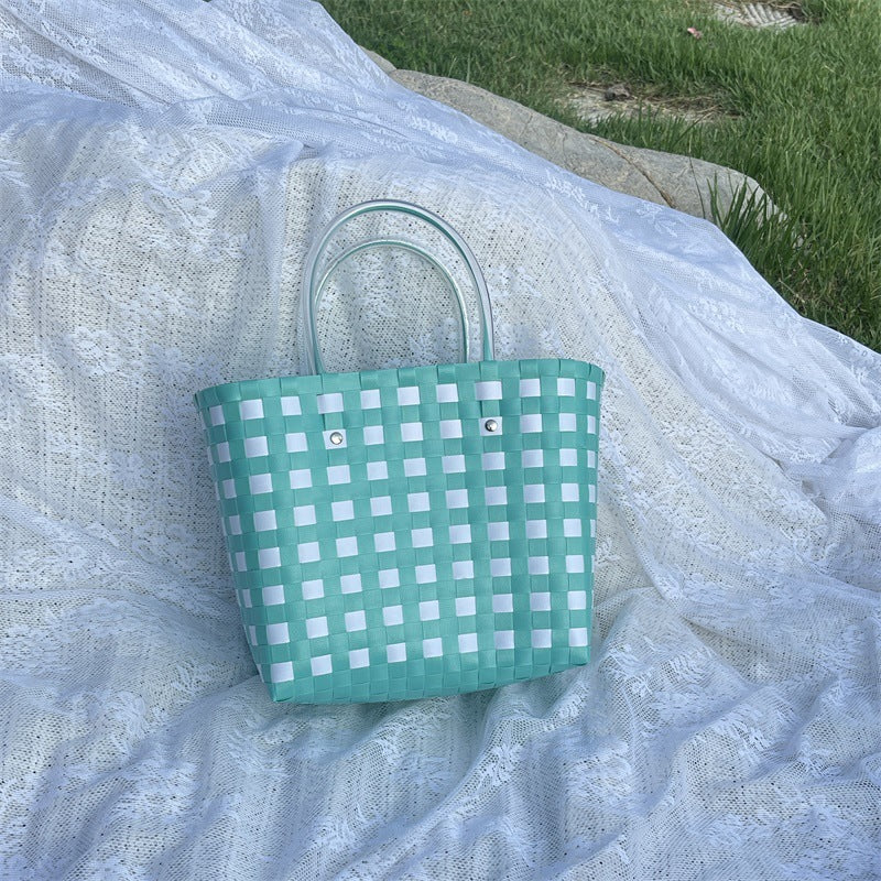 Women's Woven Large Capacity Straw Portable Vegetable Handbags