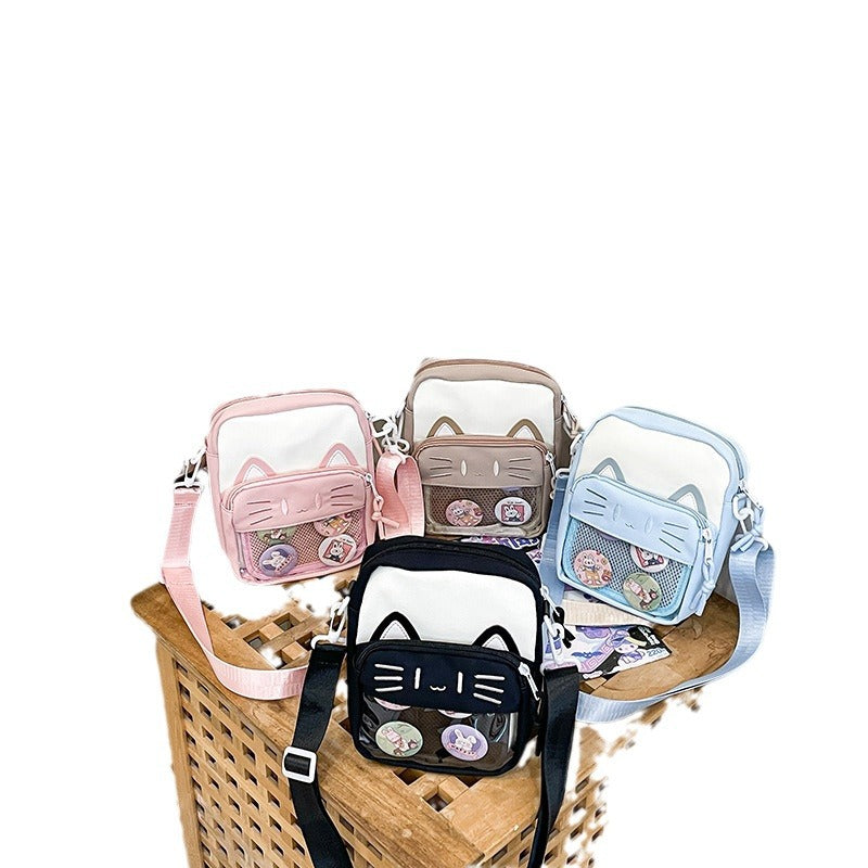 Women's Cat Style Trendy Transparent Bar Badge Crossbody Bags