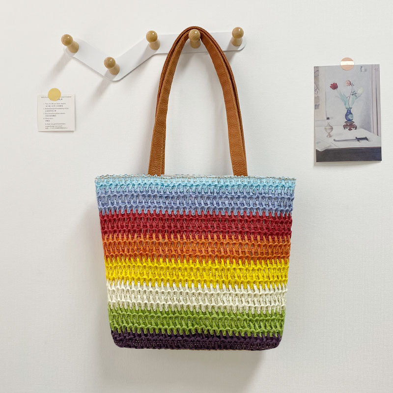 Women's Trendy Fashion Woven Environmental Protection Papyrus Handbags