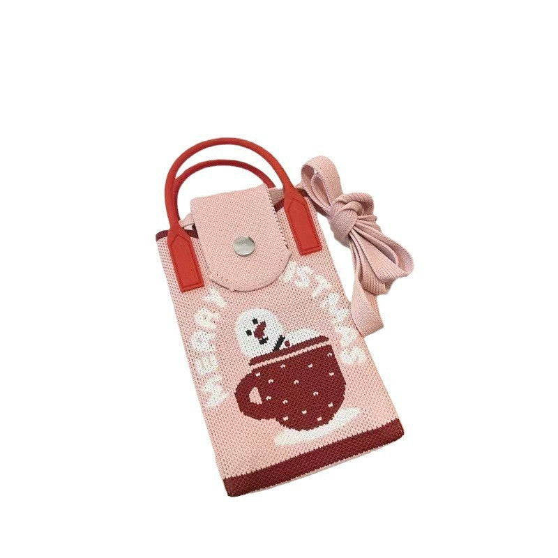 Women's Cat Mini Cute Lightweight Four Knitted Shoulder Bags