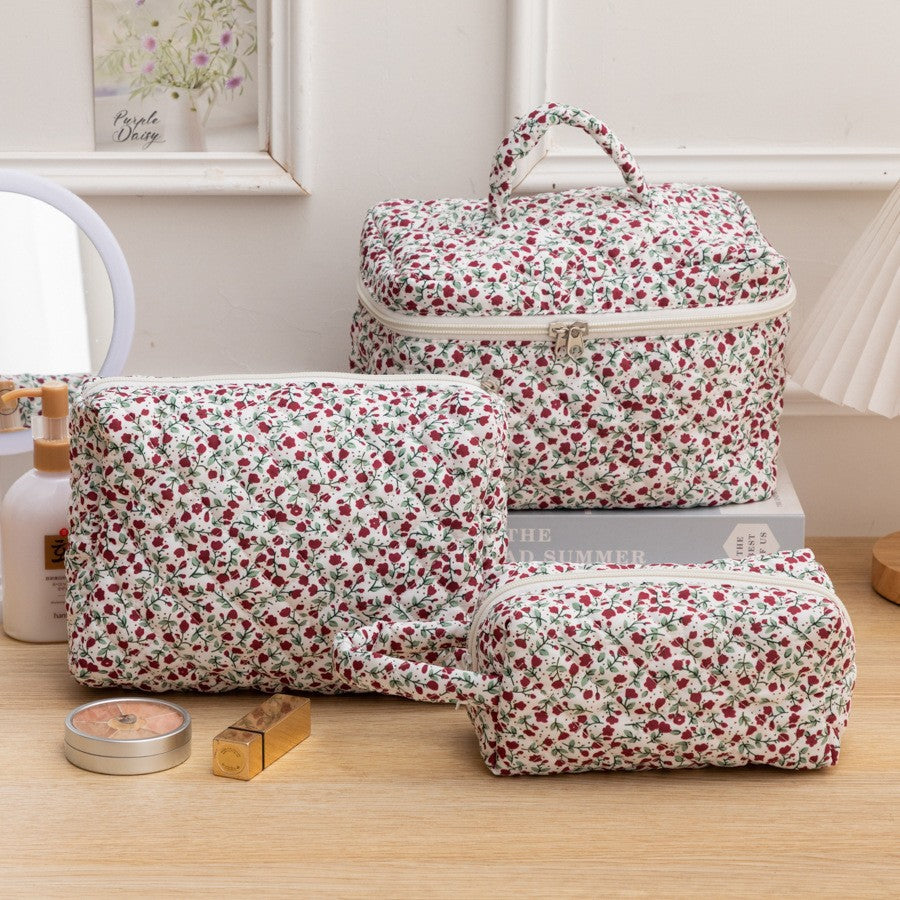 Portable Large Capacity Floral Storage Carrying Cosmetic Bags