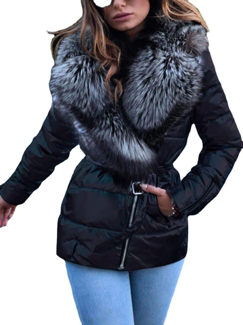 Women's Fur Collar Long Sleeve Cotton Down Coats