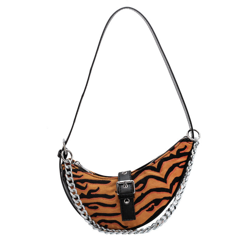 Women's Chain Crescent Western Style Underarm Plaid Crossbody Bags