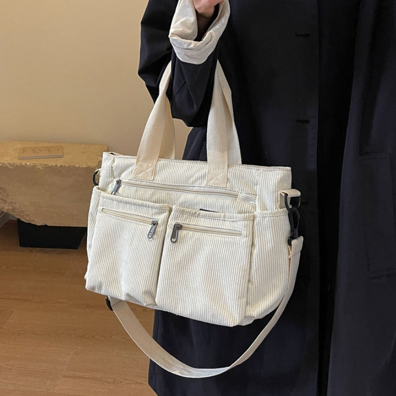 Women's Large Capacity Corduroy Korean Style Simple Crossbody Bags
