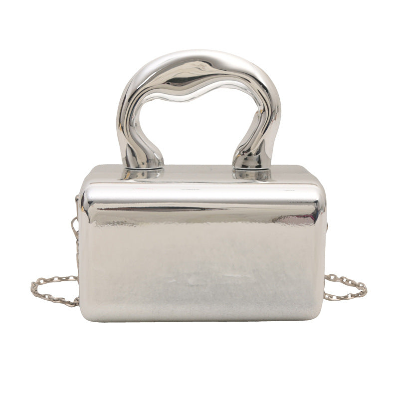 Women's Acrylic Box Mirror Chain Dinner Bags