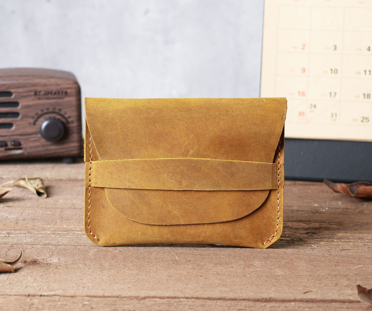 Men's Cattlehide Real Cowhide Crazy Horse Leather Card Holder