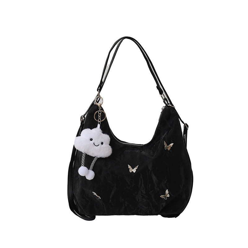 Soft Leather Large Capacity Butterfly Decorative Tote Bags