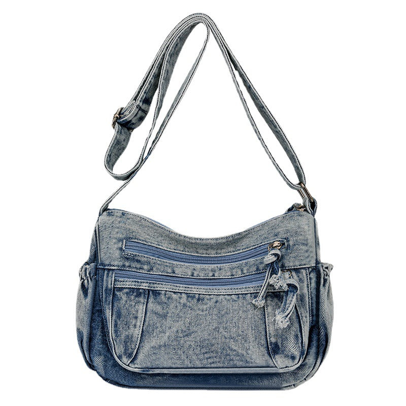 Women's Retro Washed Cloth Trendy Simple Denim Shoulder Bags