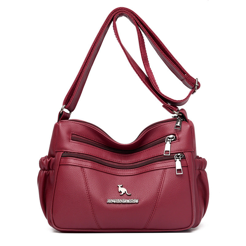 Women's Soft Leather Simple Summer Mother Large Crossbody Bags