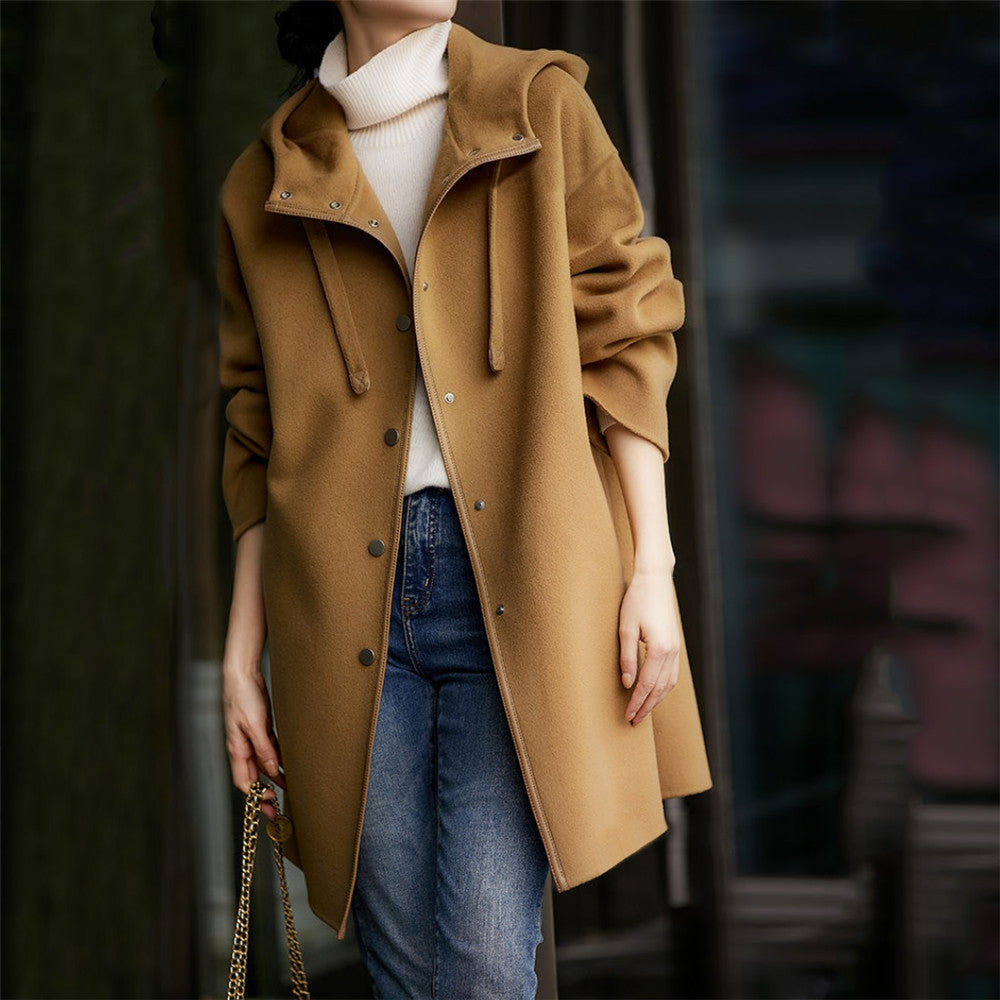 Women's Hooded Long Sleeve Casual Solid Color Coats