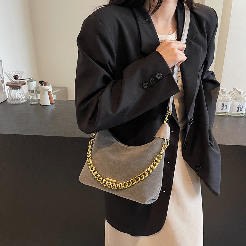 Women's French Minority Suede Fashion Retro Textured Armpit Bags