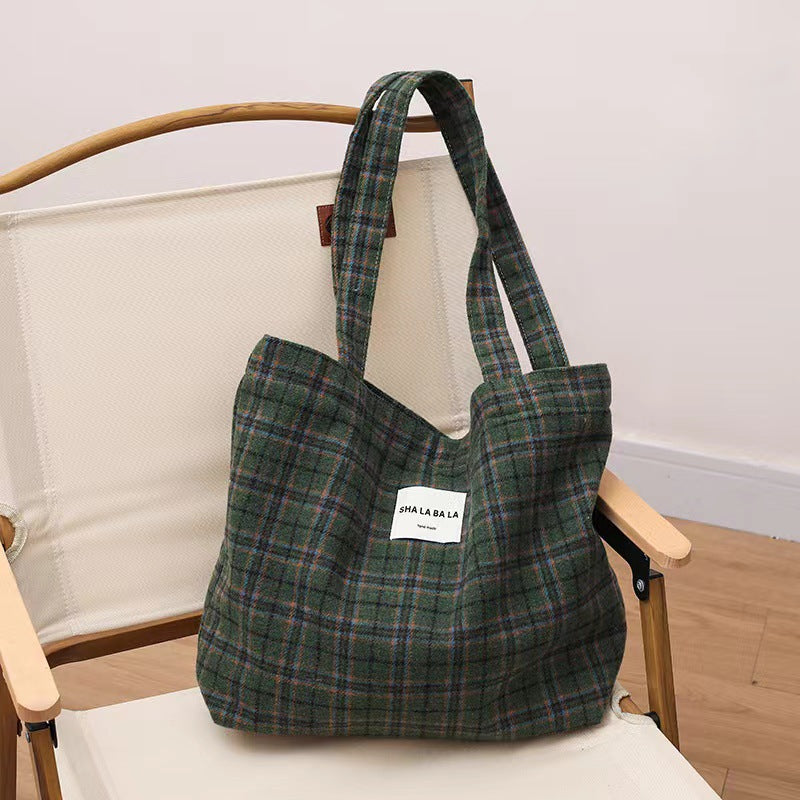 Women's Woolen Fashion Plaid Leopard Print Big Armpit Bags