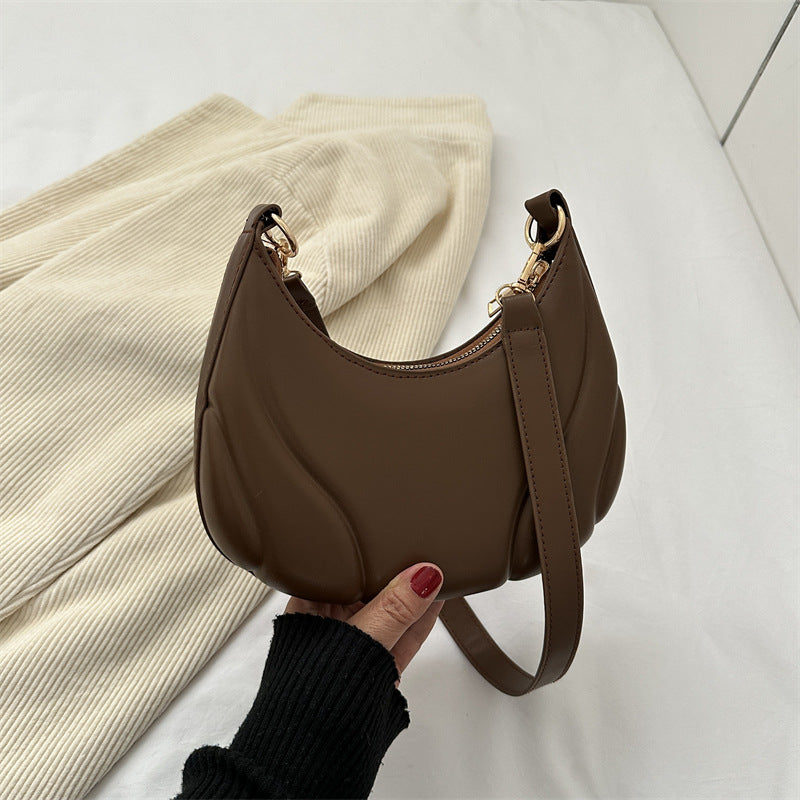 Women's Leather Autumn Underarm Tide Design Baseball Shoulder Bags