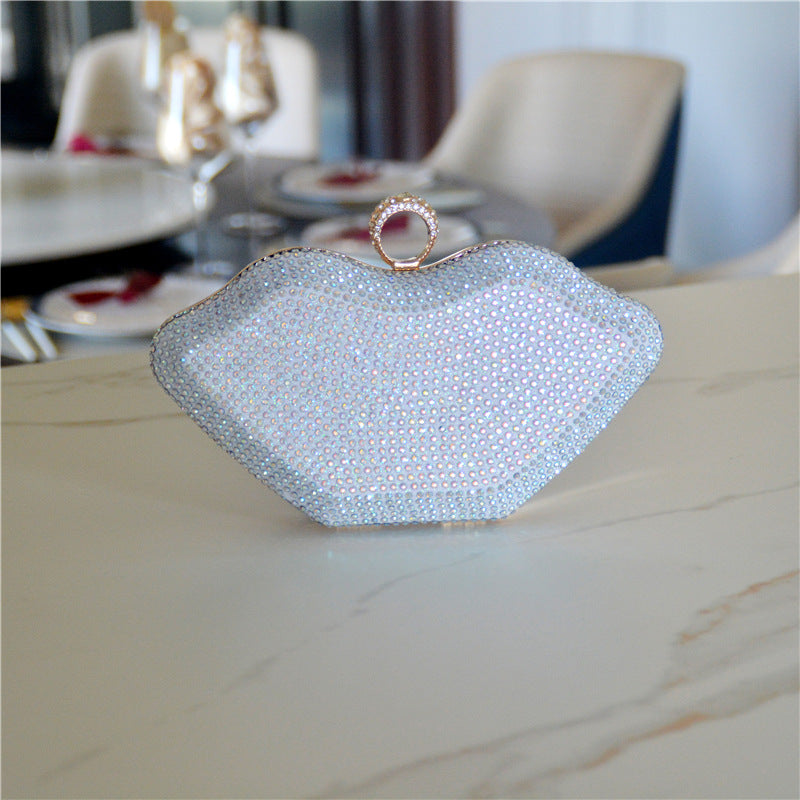 Women's Rhinestone Lips Dress Red Party Dinner Evening Bags