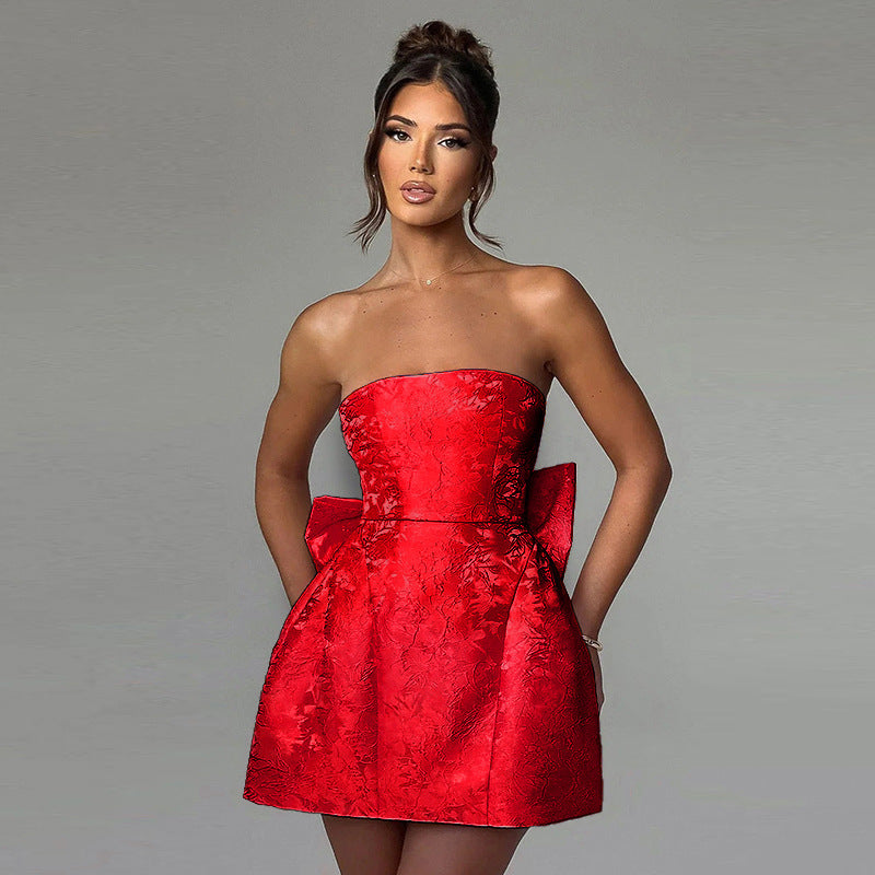 Women's Fashion Style Elegant Sexy Jacquard Tube Dresses