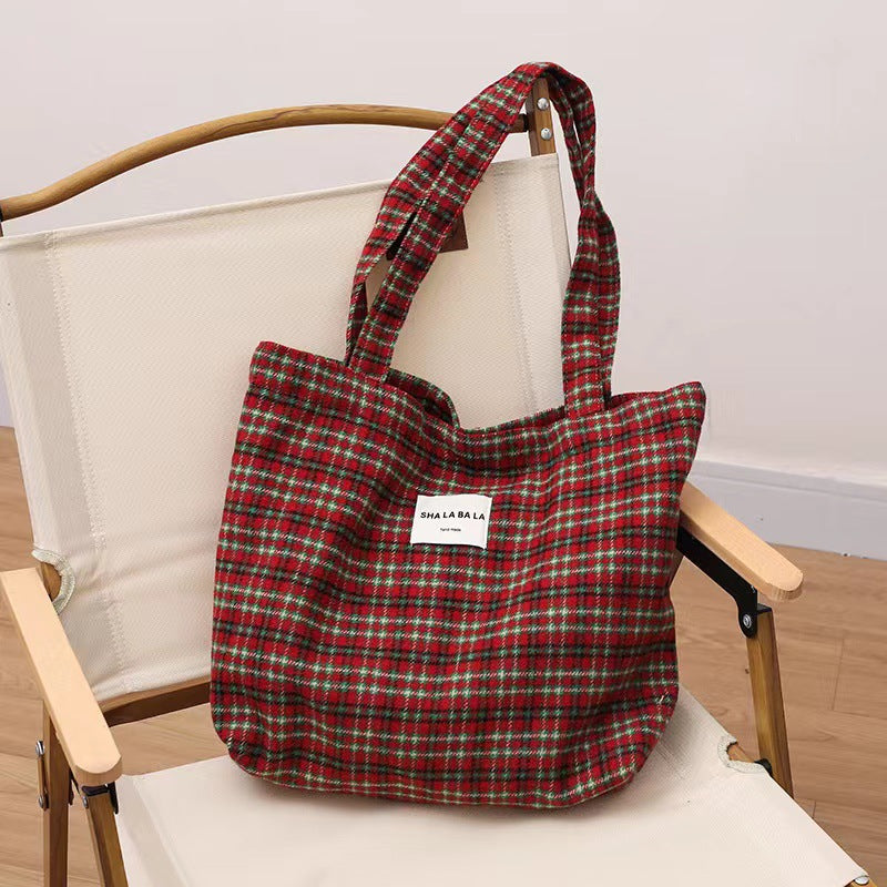 Women's Woolen Fashion Plaid Leopard Print Big Armpit Bags