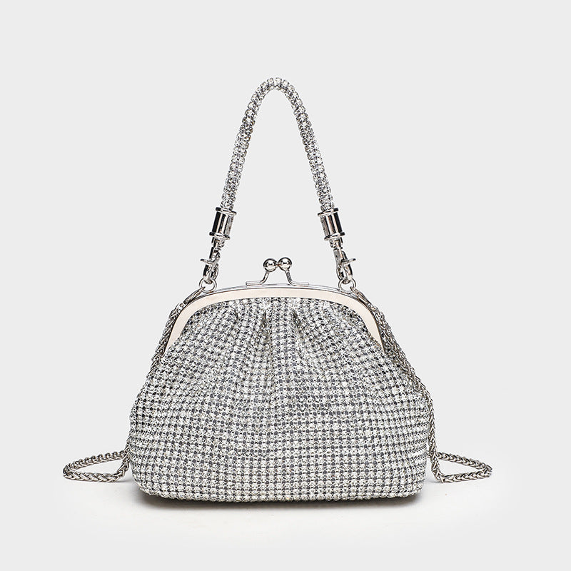 Women's Rhinestone Portable Shell Bezel Setting Brick Crossbody Bags