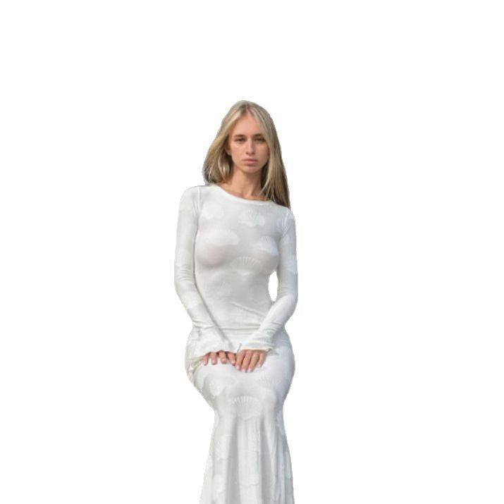Women's Neck Bell Sleeve Backless Lace Up Dresses