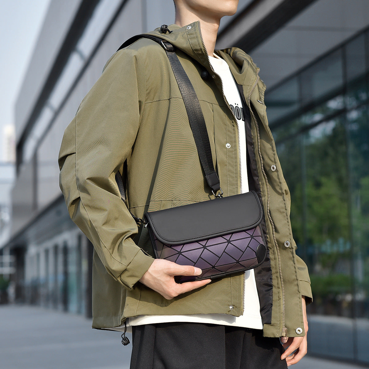 Men's Rhombus Fashion Trendy Mobile Korean Style Men's Shoulder Bags