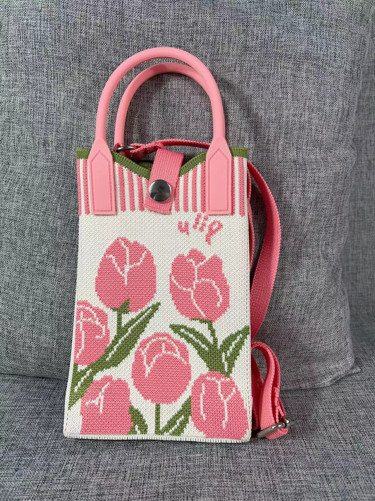 Summer Cartoon Mobile Wool Knitted Adjustable Bags