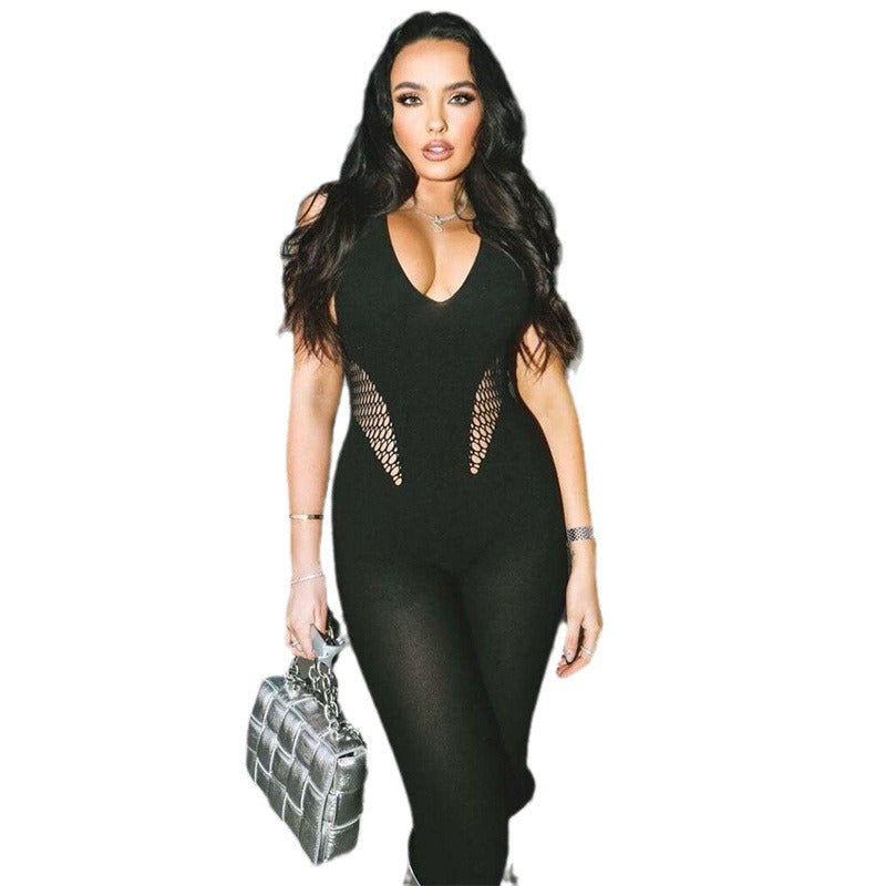 Women's Nylon High Elastic Halter Sleeveless Slim Yoga Seamless Jumpsuits