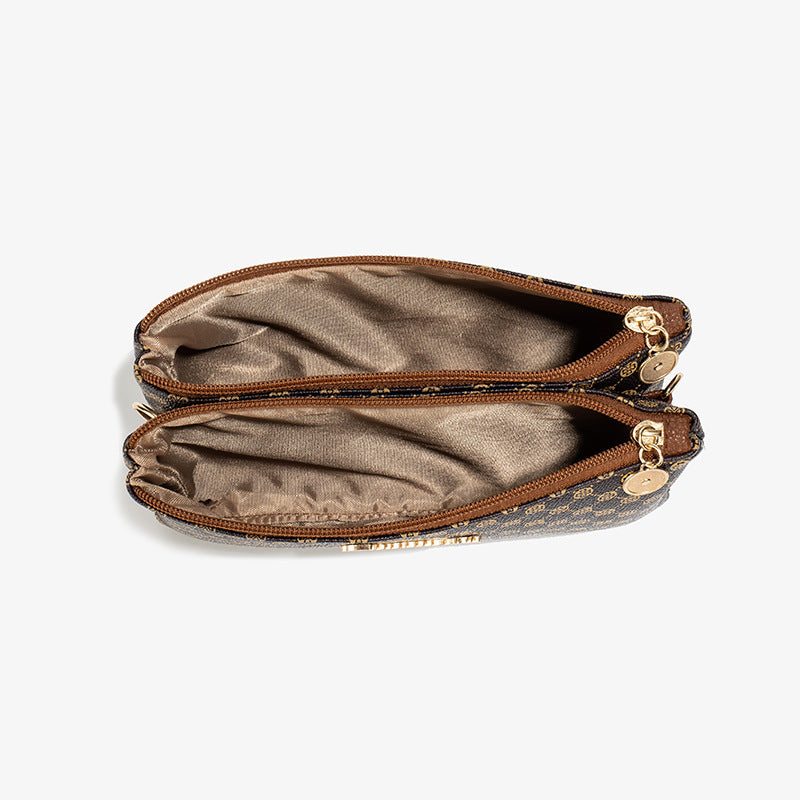 Women's Simple Printed Fashion Double Layer Mobile Crossbody Bags