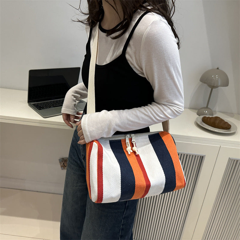 Women's Capacity Autumn High-grade Canvas Contrast Color Crossbody Bags