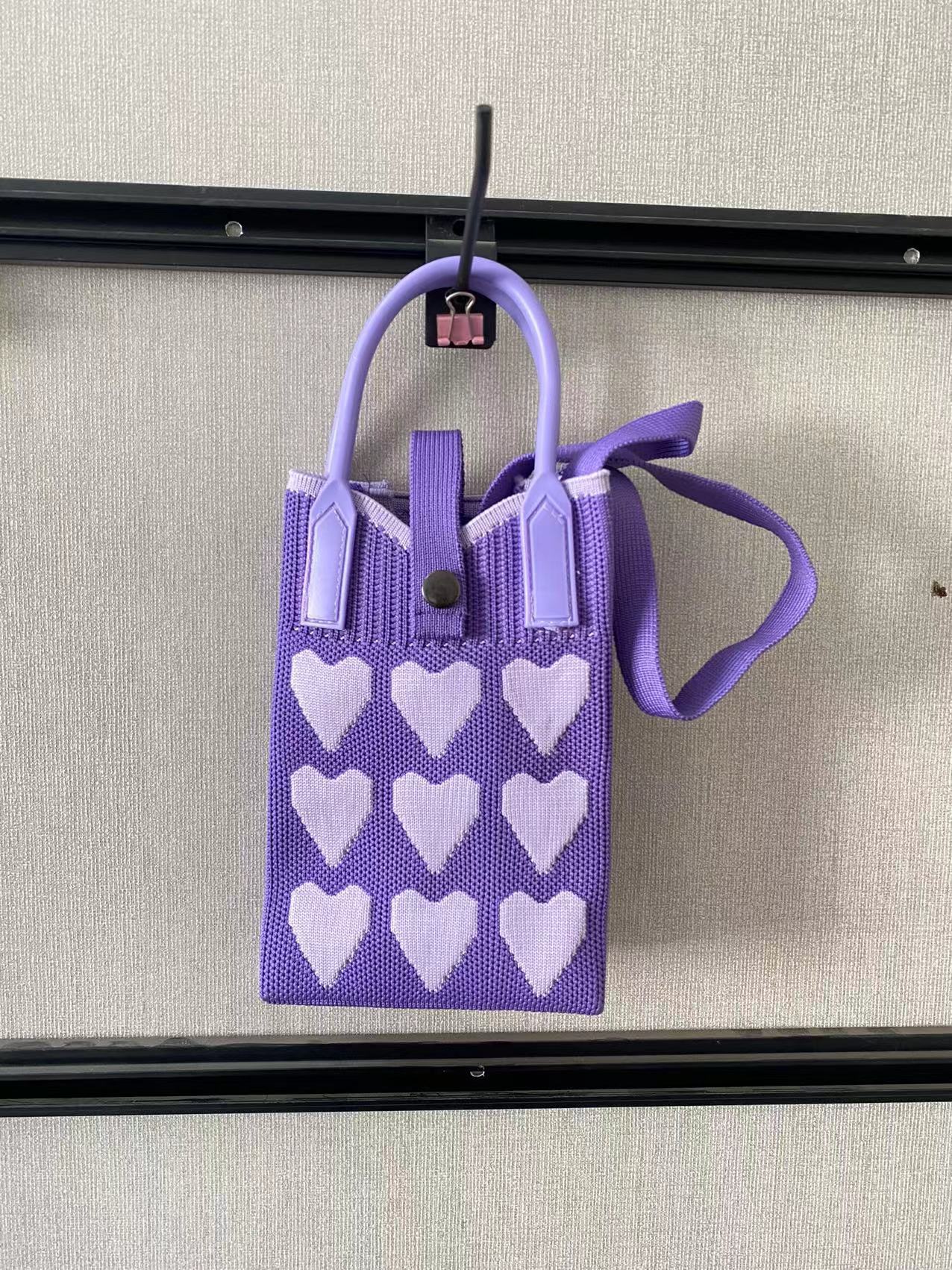 Women's Niche Knitted Mobile Magnetic Snap Phone Bags