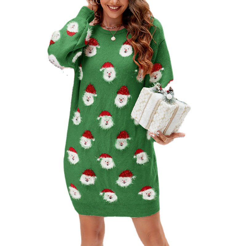 Women's Christmas Clothes Old Man's Head Dress Sweaters