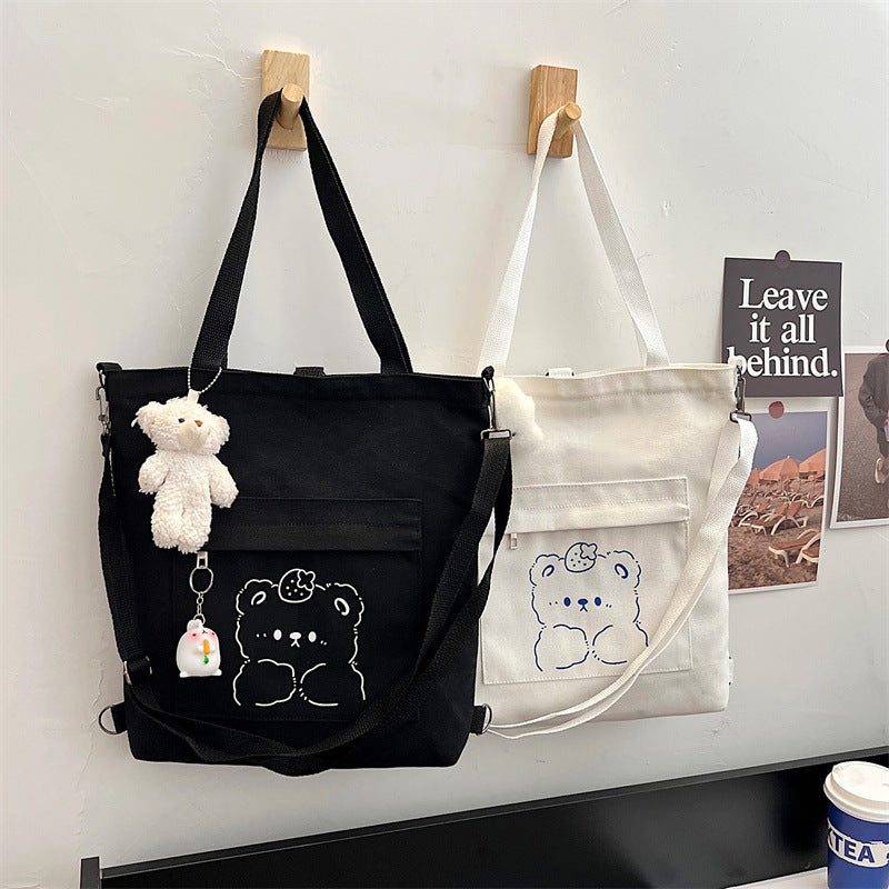 Women's Printed Hand Carrying Cartoon Canvas Simple Crossbody Bags