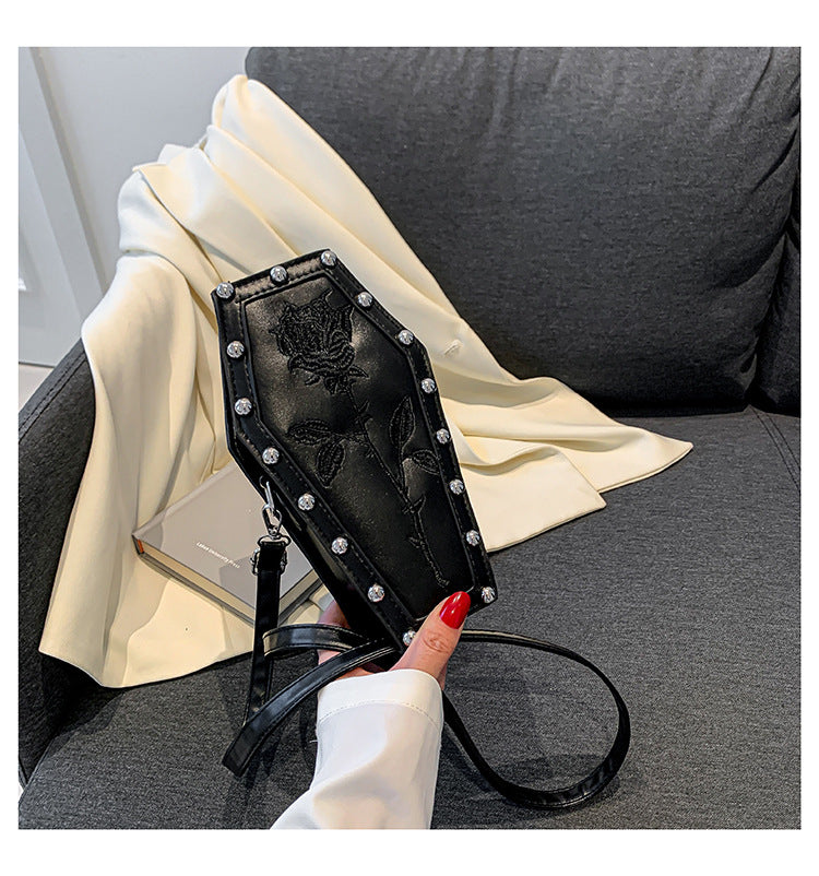 Retro Goth Personality Trend Coffin Female Crossbody Bags