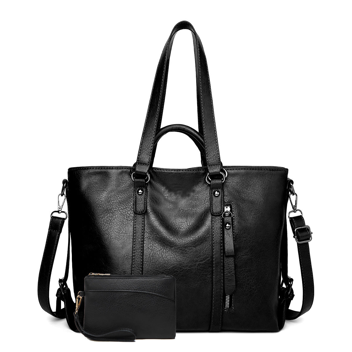 Women's Retro Oil Wax Skin Autumn Portable Tote Bags