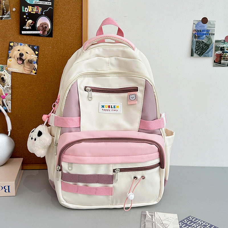 Women's Contrast Color Leisure For Primary Secondary Backpacks