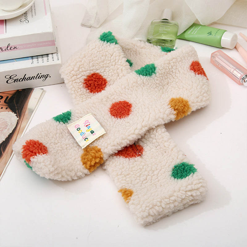 Plush Polka Dot Skin Care Wash Cosmetic Bags