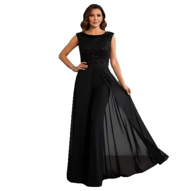 Women's Fashionable Sequins Slim Fit Patchwork One-piece Women's Jumpsuit/clothing