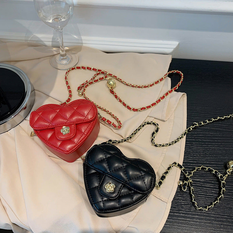 Women's & Children's & Day Gift Mini Heart-shaped Golden Crossbody Bags