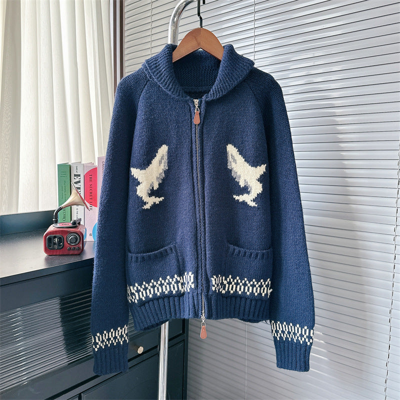 Women's Soft Lapel For Retro Lazy Style Knitwear