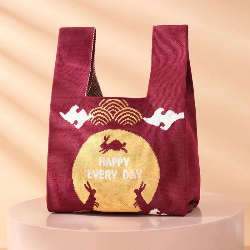 Valentine's Day Gift Knitted Portable Large Capacity Fashion Tote Bags