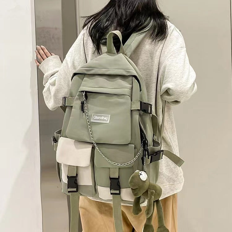 Women's Large Capacity Yellow Junior High College Backpacks